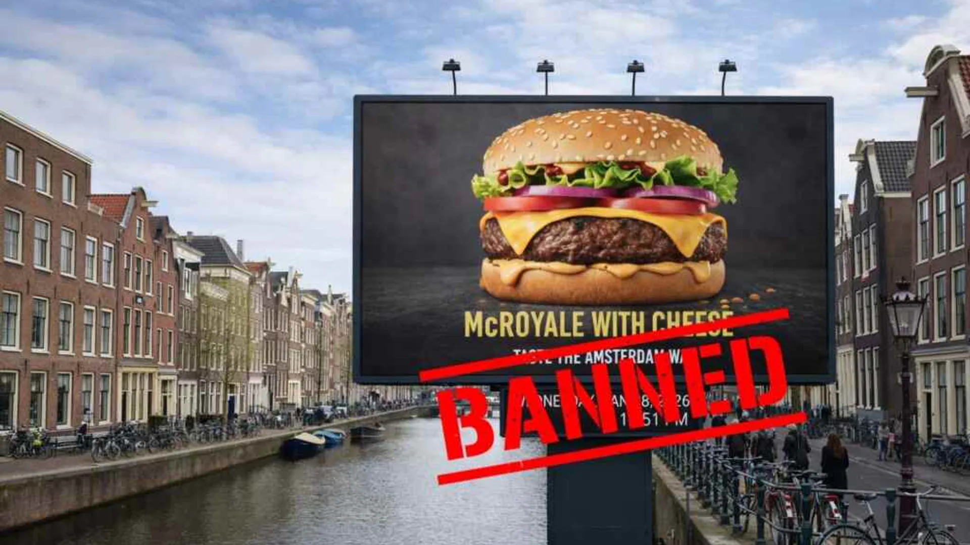 Cartellone pubblicitario con un hamburger