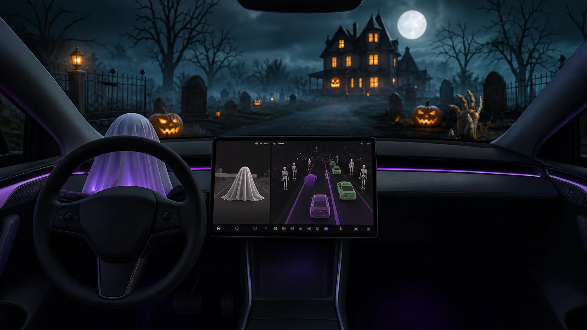 La Modalità Halloween introdotta sulle Tesla dall’aggiornamento software 2026.38.3